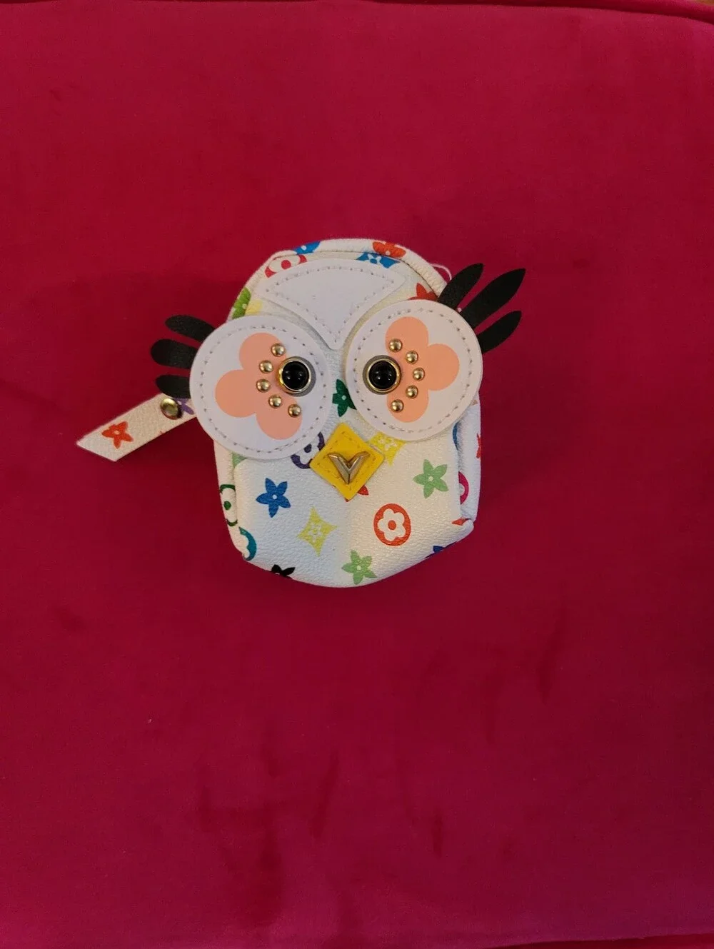 Owl Coin Purse - White Multicolor